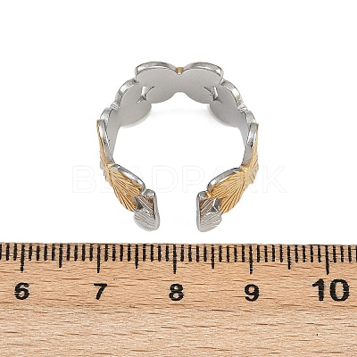 304 Stainless Steel Double Color Cuff Rings RJEW-S635-01GP-17-1