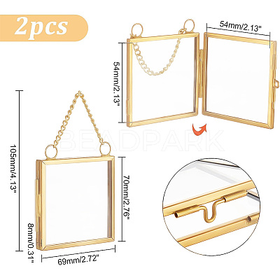 Wall Hanging Brass Double Folding Picture Frames DIY-WH0283-32-1