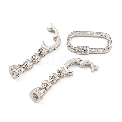 925 Sterling Silver Micro Pave Clear Cubic Zirconia Fold Over Clasps STER-U001-07P-1