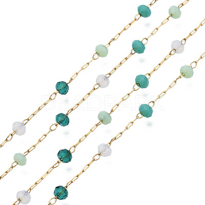 Glass Faceted Round Beaded Chains CHS-N003-07-1