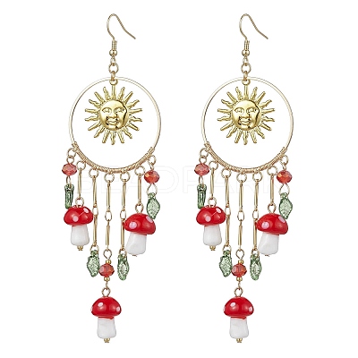 Golden 304 Stainless Steel Sun Chandelier Earrings EJEW-JE05674-02-1