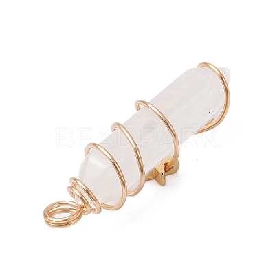 2Pcs 2 Styles Natural Quartz Crystal Double Terminated Pointed Pendants PALLOY-JF03122-05-1