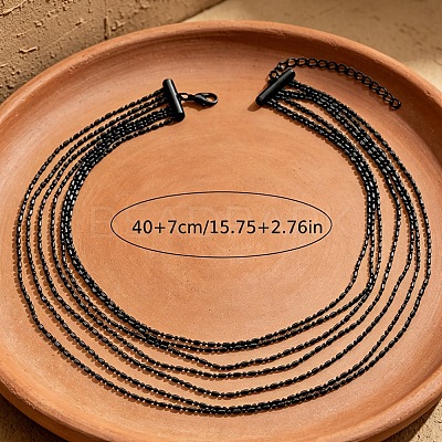 Alloy & Brass Chain Multi-Strand Necklaces for Women WGE8576-01-1