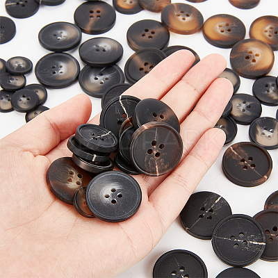 120Pcs 15 Styles Resin Buttons RESI-OC0001-62-1