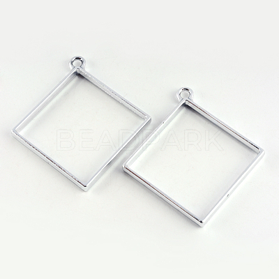Rack Plating Alloy Rhombus Open Back Bezel Pendants LS-PALLOY-S047-22D-FF-1