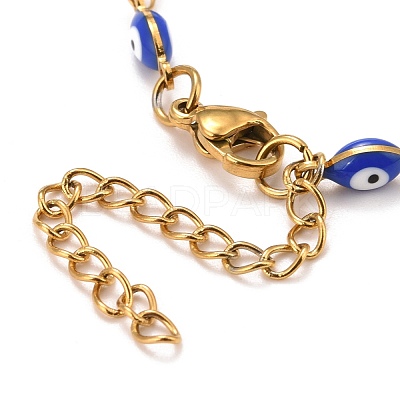 Enamel Horse Eye Link Chains Bracelet BJEW-P271-05G-01-1