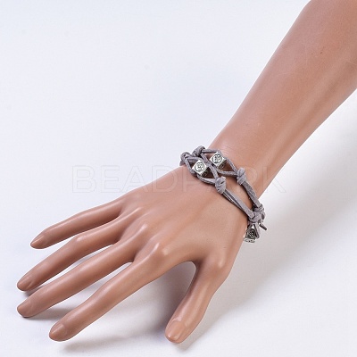 Eco-Friendly Faux Suede Cord Wrap Bracelets BJEW-JB04369-04-1