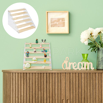 Rectangle Acrylic with Wood Minifigures Organizer Display Risers ODIS-WH0038-102D-1