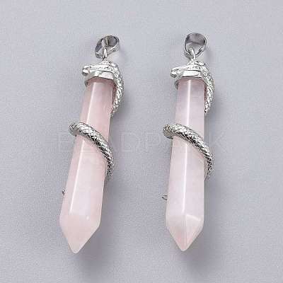 Natural Rose Quartz Big Pointed Pendants G-F696-B13-1