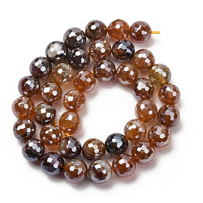 Electroplated Natural Agate Beads Strands G-B191-A07-10mm-13-1