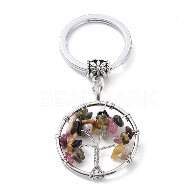 Natural/Synthetic Mixed Stone Keychain KEYC-E023-03J-1