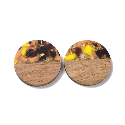 Transparent Resin & Walnut Wood Pendants RESI-N025-045A-1