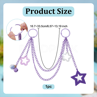 Acrylic Star Charm Iron Chain Bag Decorative Chains HJEW-OC00300-1