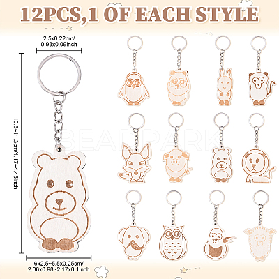 Animal Theme Wood Keychain Sets KEYC-YWC0001-04-1
