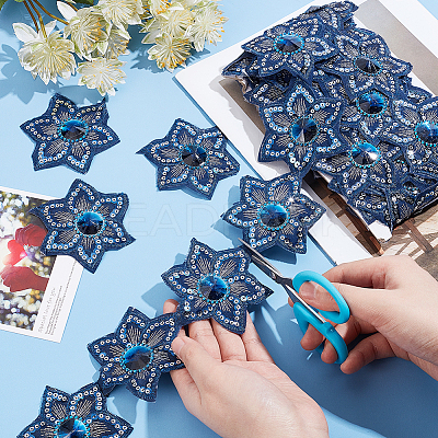 Iron on/Sew on Ethnic Style Embroidery Flower Polyester Lace Ribbons OCOR-WH0060-47B-1