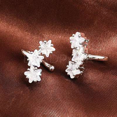 Brass Micro Pave Clear Cubic Zirconia Cuff Earrings EJEW-G471-40P-1