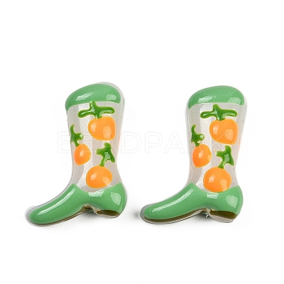 Boot Baking Paint Glass Enamel Beads LAMP-C020-02H-1