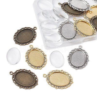 DIY Blank Oval Dome Pendant Making Kit DIY-FS0005-20-1