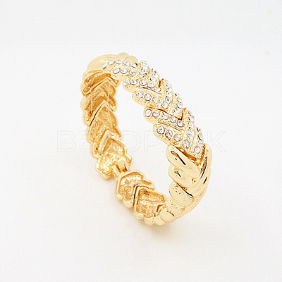 Woven Pattern Alloy with Rhinestone Chain Necklaces & Stud Earrings & Bangles & Rings Sets FS-WG1F788-01-1