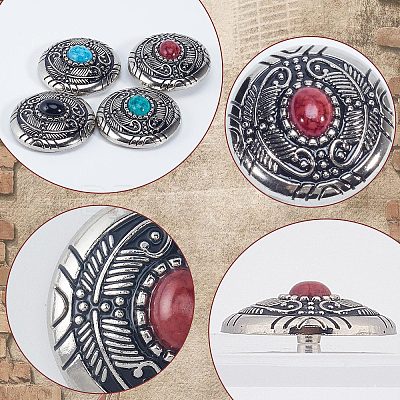12Pcs 4 Colors 1-Hole Alloy & Cat eye Turquoise Decorative Rivets FIND-GF0004-52-1