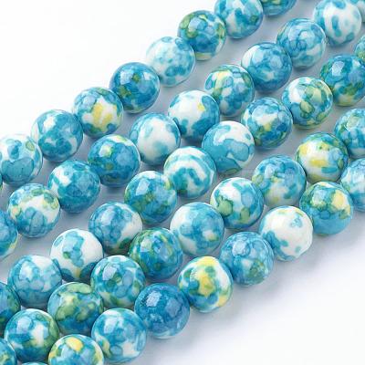 Synthetic Ocean White Jade Beads Strands G-B367-3-1