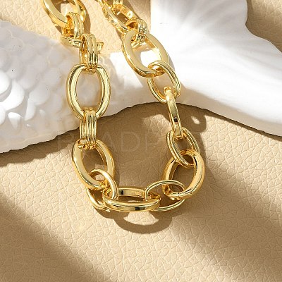 Brass Oval Link Chain Bracelets for Women Men BJEW-K273-10G-1