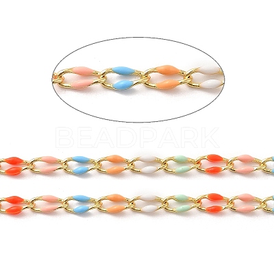 Brass Enamel Curb Chains CHC-C003-13G-13-1