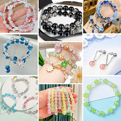 450Pcs 4 Styles Spray Painted Crackle Glass Beads CCG-PA0001-09E-1