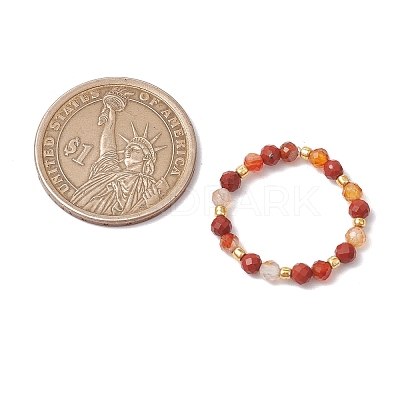 Natural Gemstone Beaded Stretch Rings RJEW-JR00866-1