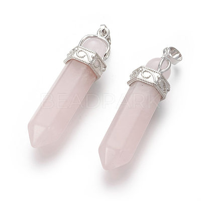 Natural Rose Quartz Pointed Pendants G-I214-H02-1
