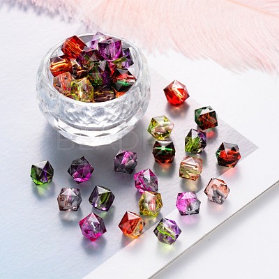 Two Tone Transparent Spray Painted Acrylic Beads ACRP-T005-10mm-26-M-1
