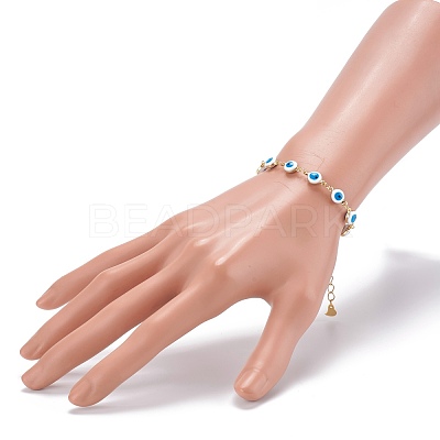 Brass Enamel Evil Eye Link Bracelets BJEW-JB06179-1