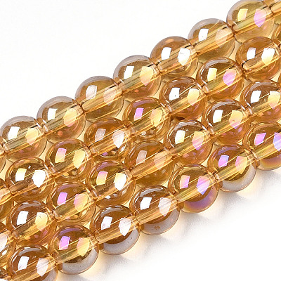 Electroplate Transparent Glass Beads Strands GLAA-T032-T6mm-AB08-1