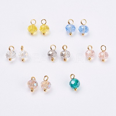 Electroplated Glass Charms X-GLAA-P038-05G-1