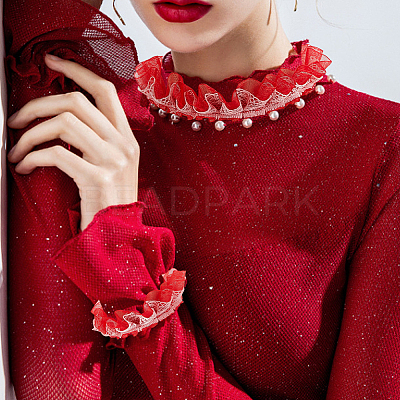 Double Layer Pleated Polyester Lace Trim OCOR-WH0079-37-1