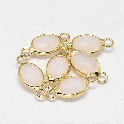 Oval Faceted Golden Brass Glass Links connectors GLAA-O014-G-1