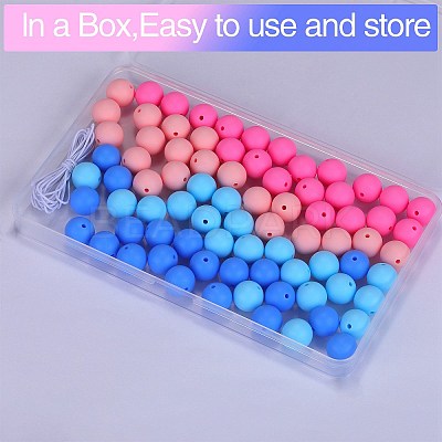80Pcs 4 Style Round Silicone Focal Beads SIL-SZ0001-22I-1