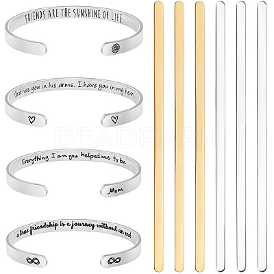 6Pcs 2 Styles 304 Stainless Steel Bangle Blank Strips MAK-BBC0001-08-1
