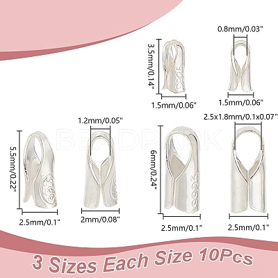 3 Styles 925 Sterling Silver Cord End STER-PH0002-45-1