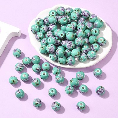 Printed Handmade Porcelain Beads PORC-R134-04-1