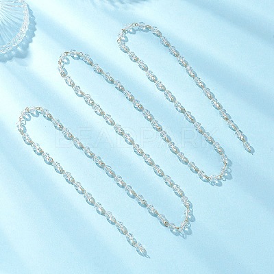 Handmade 304 Stainless Steel Glass Rondelle Link Chains AJEW-JB01460-1