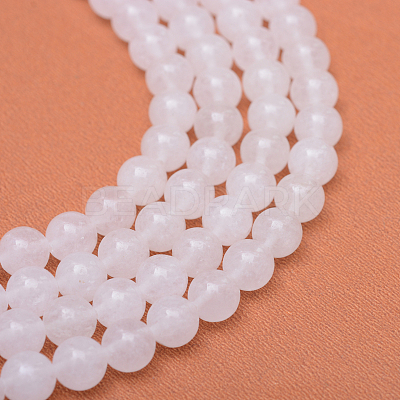 Round Natural White Jade Bead Strands G-R345-4mm-06-1