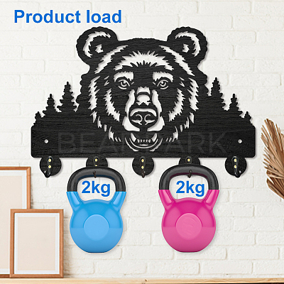 Wood & Iron Wall Mounted Hangers HJEW-WH0055-097-1