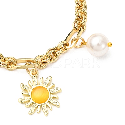 Cat Eye Charm Bracelets BJEW-JB12420-02-1