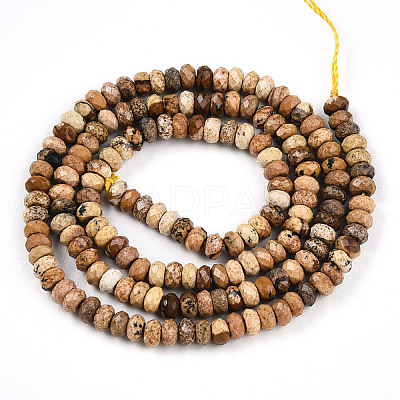 Natural Picture Jasper Beads Strands G-T141-34-1