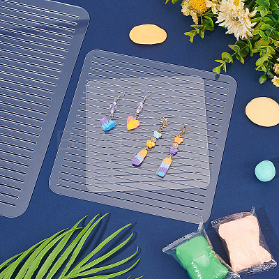 3Pcs 3 Size Square Shape Polymer Clay Earring Charms Guide TOOL-WH0134-81-1