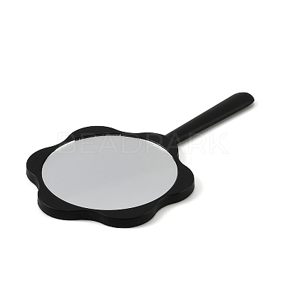 Plastic Flower-Edged Handheld Mirror AJEW-C049-01-1