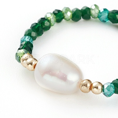 Glass Beads Stretch Rings RJEW-JR00314-1
