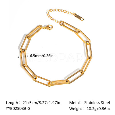 European Style 304 Stainless Steel Paperclip Chains Bracelet for Women LS-HM2215-11-1