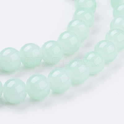 Imitation Jade Glass Beads Strands X-DGLA-S076-8mm-20-1